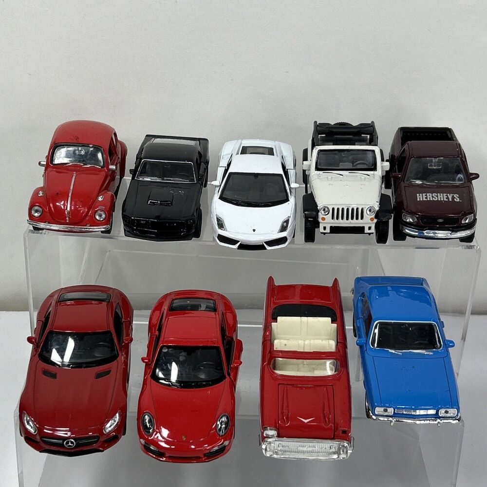 Welly Pull Back Lot VW Bug Porsche Mercedes Lamborghini Mustang Jeep 1:38 More